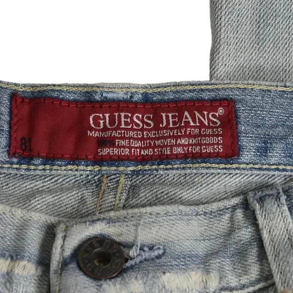 NWT Vintage Guess Flare Jeans Distress Light Wash Wide Leg Low Rise Size 29 - Picture 9 of 11